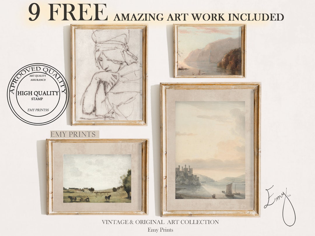 Printable Vintage Gallery Wall Art SET | Antique Prints Warm Aesthetic ...