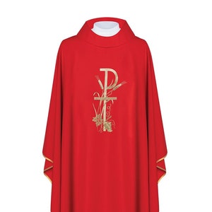 Embroidered Chasuble With Decorative Embroidery - Red (H9)