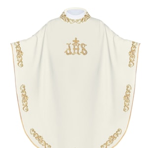 Ihs Embroidered Chasuble - Ecru (H38)