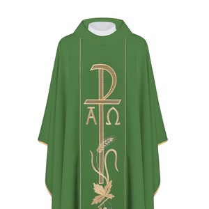 Alpha And Omega Embroidered Chasuble - Green (H15)