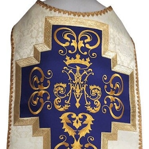 Roman chasuble embroidered Marian motif