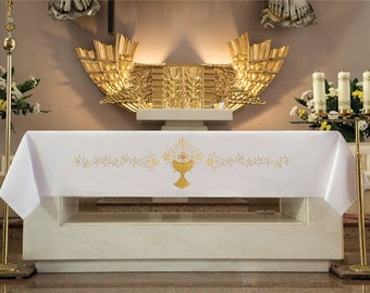 Tovaglia d&#39;altare - Simbolo del calice ricamato