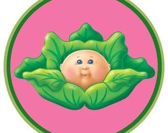 Strykmärke med kålbabymotiv: Färgglad applikation för jacka och mössa