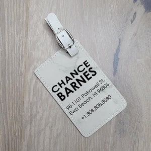 Custom Engraved Leatherette Luggage Tag, Custom Bag Tag, Luggage Tag