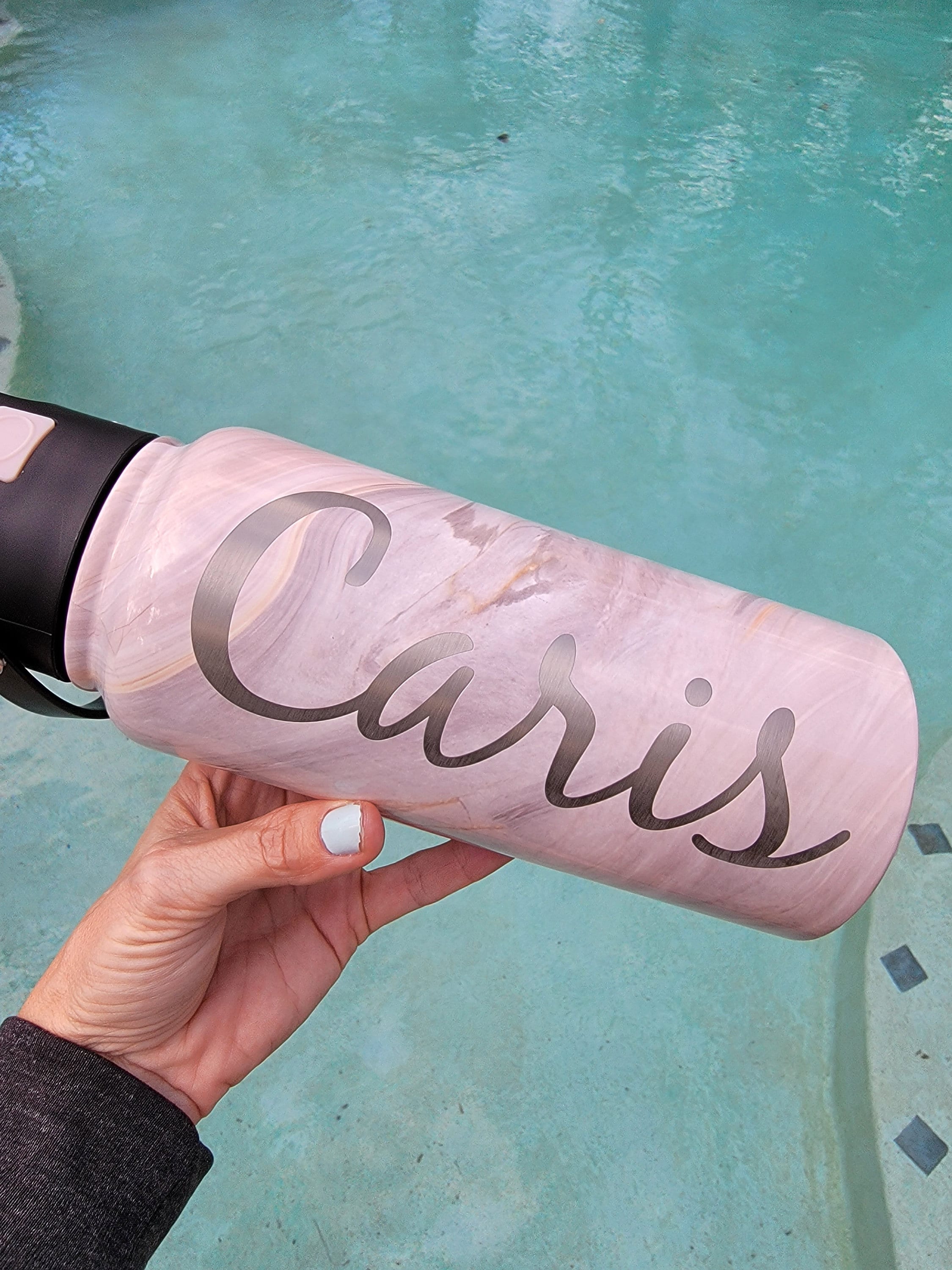 Custom Engraved Water Bottle 32 Oz Personalized, Marble Waterbottle ...