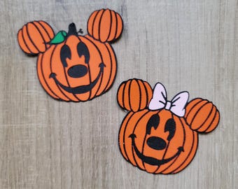 Mickey or Minnie Pumpkin Patch Iron-On Patch (2.5")