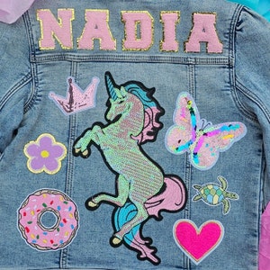Custom Kids Denim Jacket - 7 x Sewn On Patches