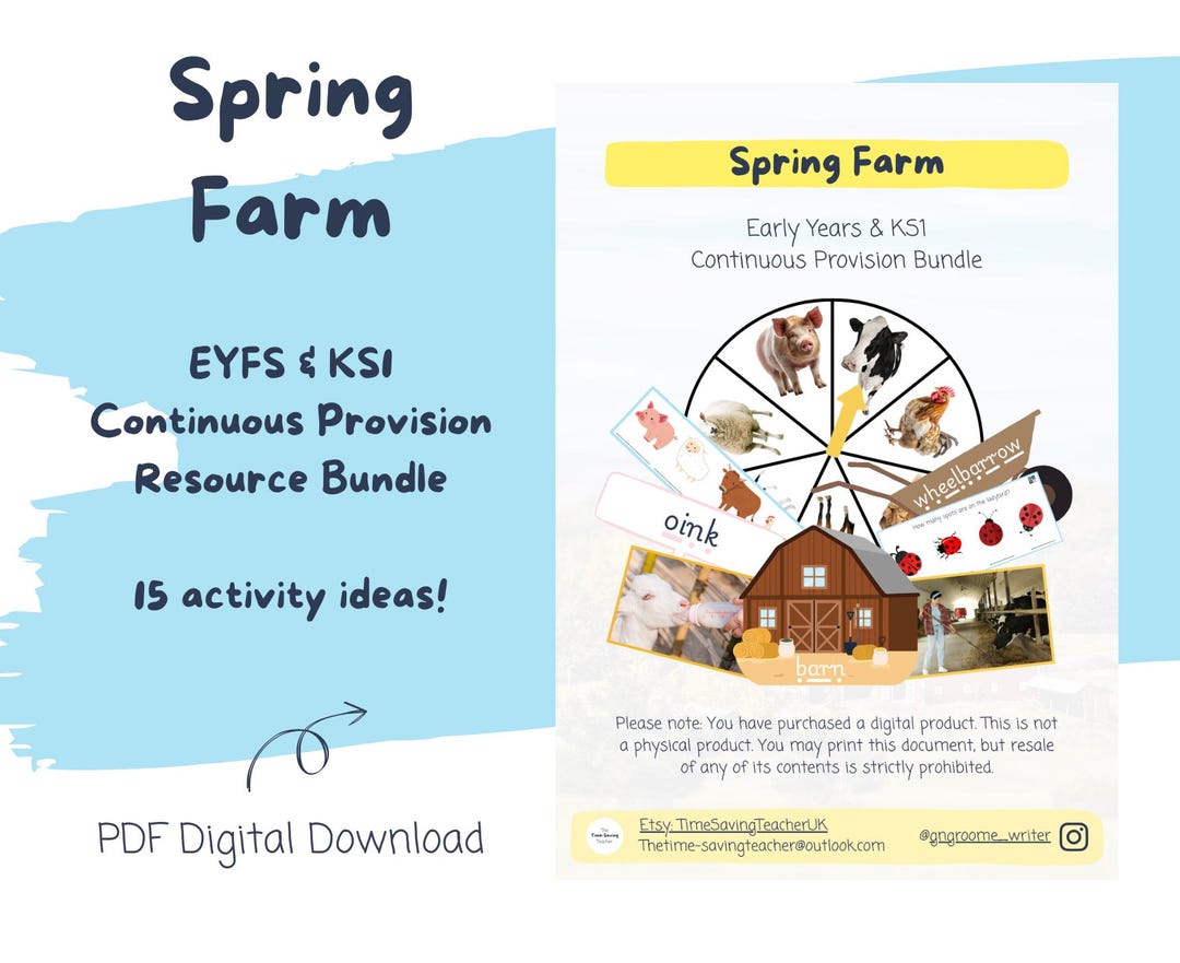 Spring Farm EYFS & KS1 Continuous Provision Resource Bundle | Activity ...