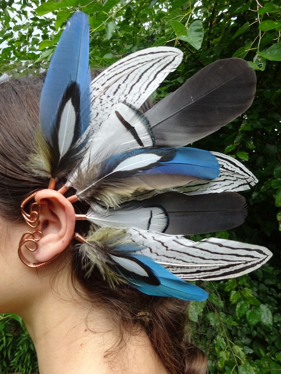 Macaw Feather Wire-Wrapped Ear Cuff