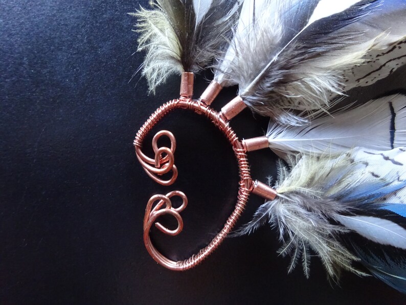 Macaw Feather Wirewrapped Ear Cuff Etsy