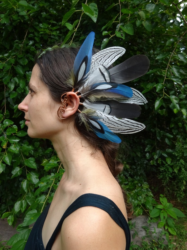 Macaw Feather Wirewrapped Ear Cuff Etsy
