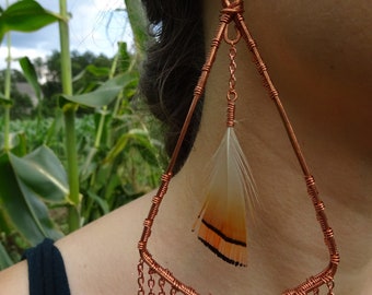 Wire-wrapped Feather Earrings