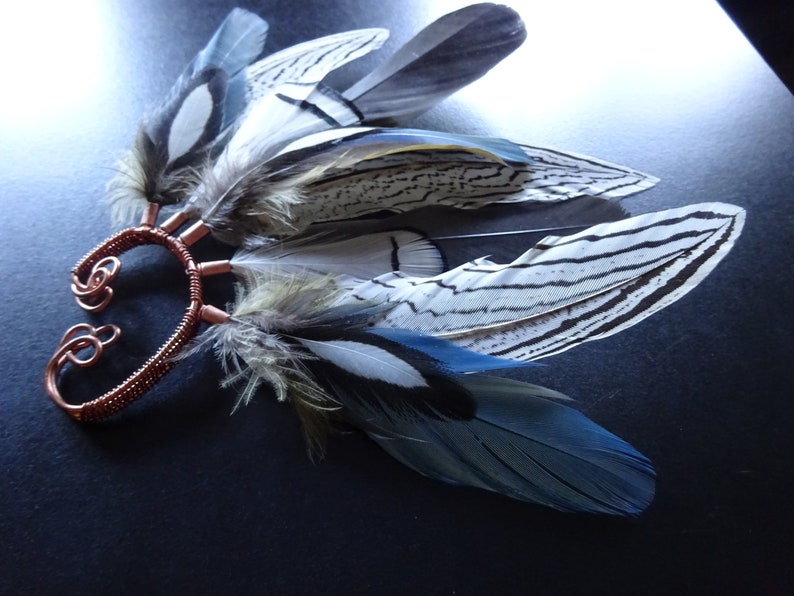Macaw Feather Wirewrapped Ear Cuff Etsy