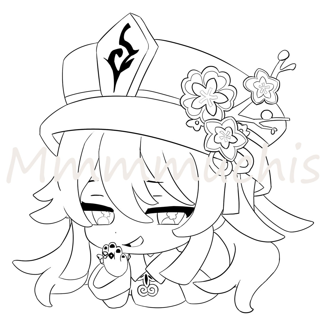 Genshin Impact Hutao Suitable for Coloring Made by Etsy