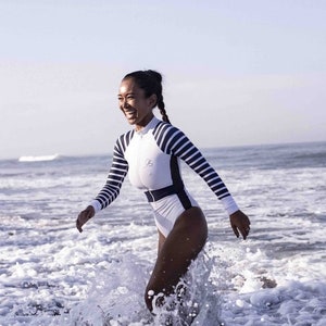 Swimsuits for women, One piece Long sleeve White Swimsuit & Sustainable Longsleeve Surfsuit image 9