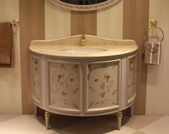 HAND DECORATED 49 inch Gray Single Sink Bathroom Vanity