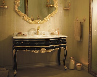 AFRODIT 49" Black Gold Single Sink Bathroom Vanity