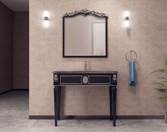 TALIA 49 inch Black Silver Single Sink Bathroom Vanity