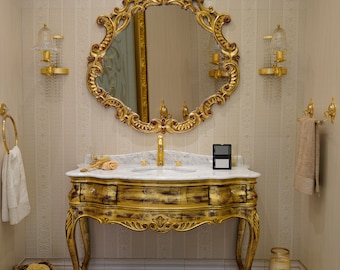 AFRODITE 49 inch Burgundy Gold Single Sink Bathroom Vanity