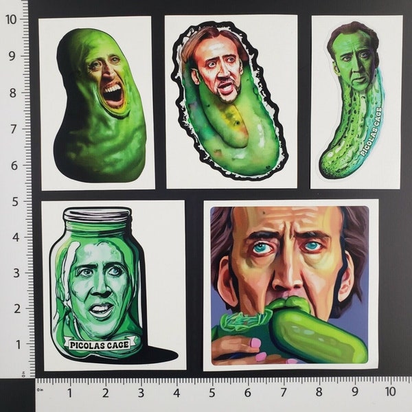 Picolas Cage 5 Pack Five Sticker Set / Nicolas Cage Stickers / Nic Cage 4" ish