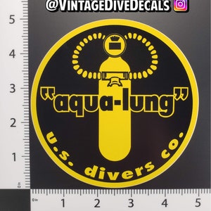 Aqua-Lung U.S. Divers Co. Diving Decal Sticker reproduction 6mil UV vinyl 5" round die cut Voit Nemrod Waterlung New England Divers Dacor