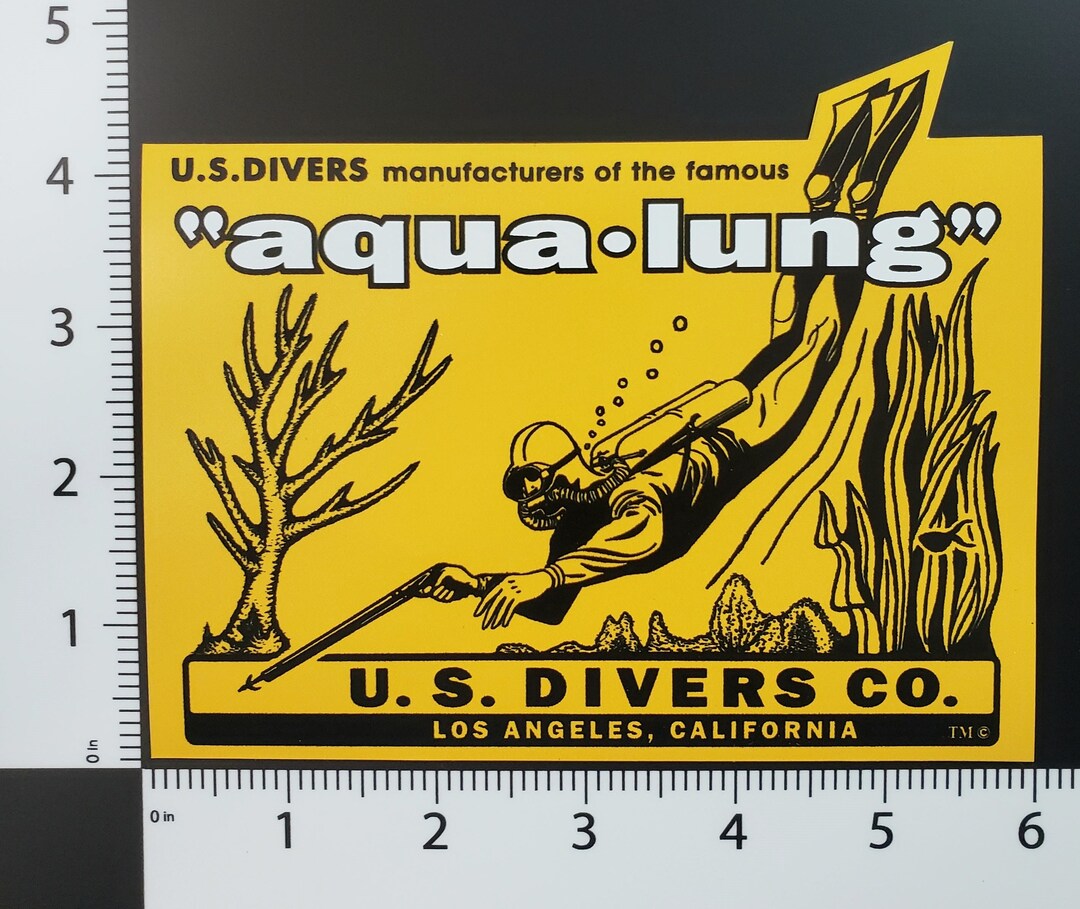 Aqua-lung U.S. Divers Co. Diving Decal Sticker Reproduction 6mil UV ...