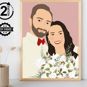 Custom couple illustration, Homemade christmas gift, custom faceless portrait, Custom minimal portrait, gift for her custom picture