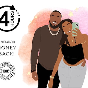 Custom Couple Portrait, Custom Family Gift, Valentines Gifts for Him, Minimalist Digital Portrait, Personalized Faceless, Portrait Fromphoto