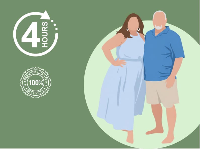Custom Faceless Portrait: Minimalist Couple Illustration (Digital Copy) image 1