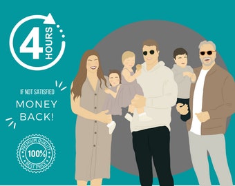 Custom Faceless Family Portrait, Anniversary Gift (Digital Copy)