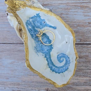 Handmade Decoupage Oyster Shell Dish | Coastal Decor | Jewelry Holder | Trinket Dish | Gifts For Her | Floral