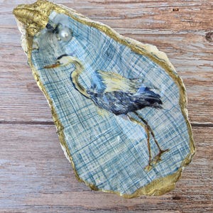Handmade Decoupage Oyster Shell Dish | Coastal Decor | Jewelry Holder | Trinket Dish | Gifts For Her | Floral