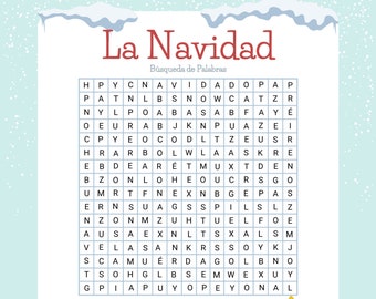 La Navidad Búsqueda de Palabras--Christmas Word Search