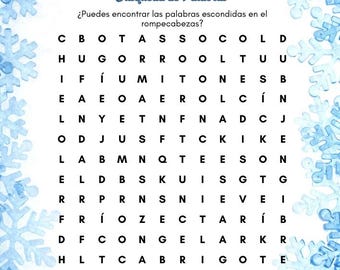 El Invierno Búsqueda de Palabras (Winter Wordsearch)