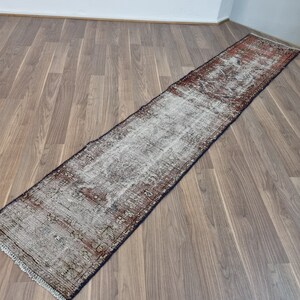 Turkish vintage rug handmade, 8.8 x 1.7 ft - (270x53 cm) Unique beautiful Turkish vintage carpet- free shipping