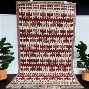 Scandinavia rug handmade, 7.8 x 4.6 ft - (240x140 cm) , Swedish modern rugs beautiful,  - inspiration Swedish carpets - Thick and soft wool