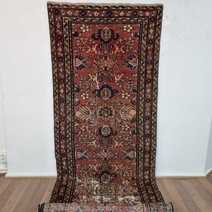 Turkish vintage rug, 9.6 x 3.4 ft - (300x100 cm) Unique beautiful Turkish vintage carpet- free shipping