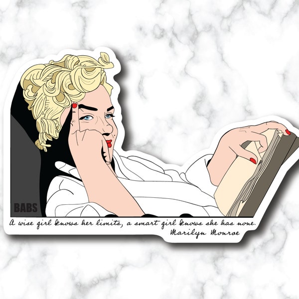 Sticker Marilyn Monroe, sticker vinyle, sticker hollywood ancien, sticker bouteille d'eau, sticker pour ordinateur portable, sticker, stickers Marilyn, sticker stanley