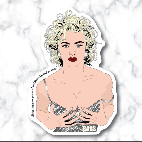 Madonna Sticker, Material Girl, 90s, Laptop Sticker, Stanley Sticker, Waterbottle Sticker, Decal, Hollywood, vinyl sticker