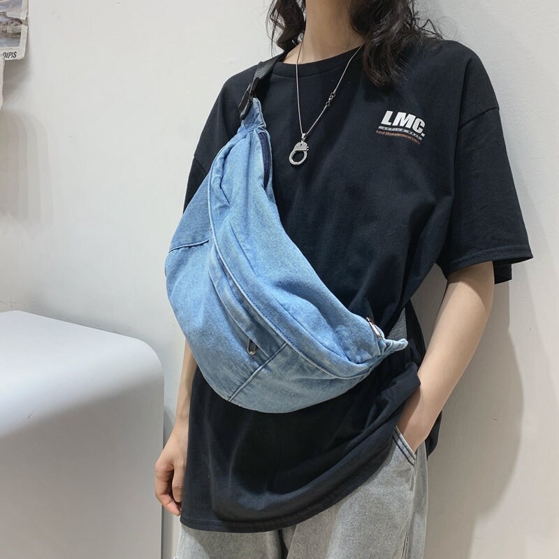 Washable Canvas Denim Messenger Bags Unisex Crossbody Bag Etsy