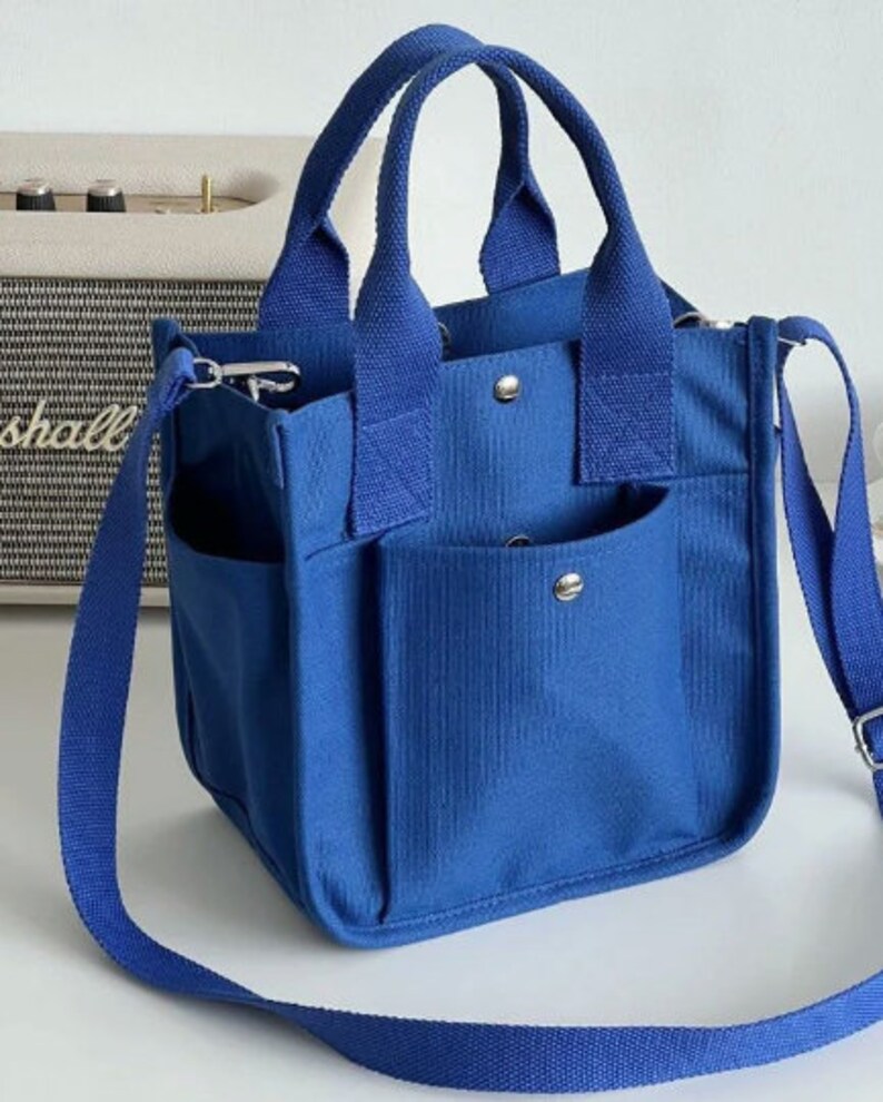 Japanese Multipocket Canvas Shoulder Tote Bag Canvas Etsy