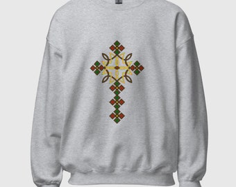 Habesha Style Cross Classic Unisex Crewneck Sweatshirt - Modern Ethiopian Clothing - Eritrean Clothing