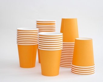 custom paper hot cups Pack of 50 - 8oz Disposable Coffee Cups, Insulated strong thick Rim PE Coated Paper Cups for Hot and Cold Drinks ,Coffee Cups Tea Cups Perfe