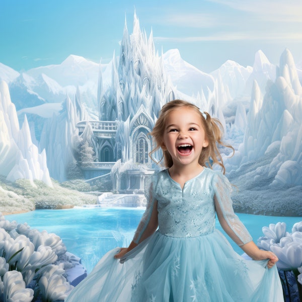 Ice Castle Backdrop, Fairytale Princess, Digital Download, Background for Photography