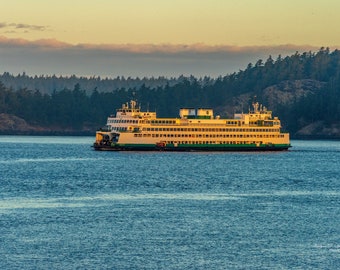 The Ferry Yakima Photographic Wall Art, San Juan Island Photo, Washington State Photography, Ferry Photography, Living Room Art