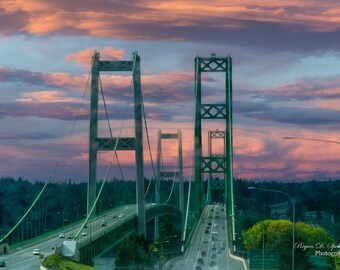 Tacoma Narrows Bridge, Pierce County, Washington Photography, Tacoma Photography, Highway Bridge, Puget Sound