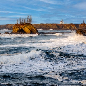 Cape Arago Lighthouse, Lighthouse Photography, Oregon Coast Photography, Pacific Coast Photo, Sunset Cove, paper, canvas, metal, acrylic