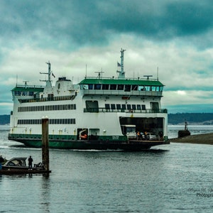 L'arte della parete fotografica di Ferry Salish, foto di Whidbey Island, fotografia dello stato di Washington, fotografia di traghetti, arte del soggiorno