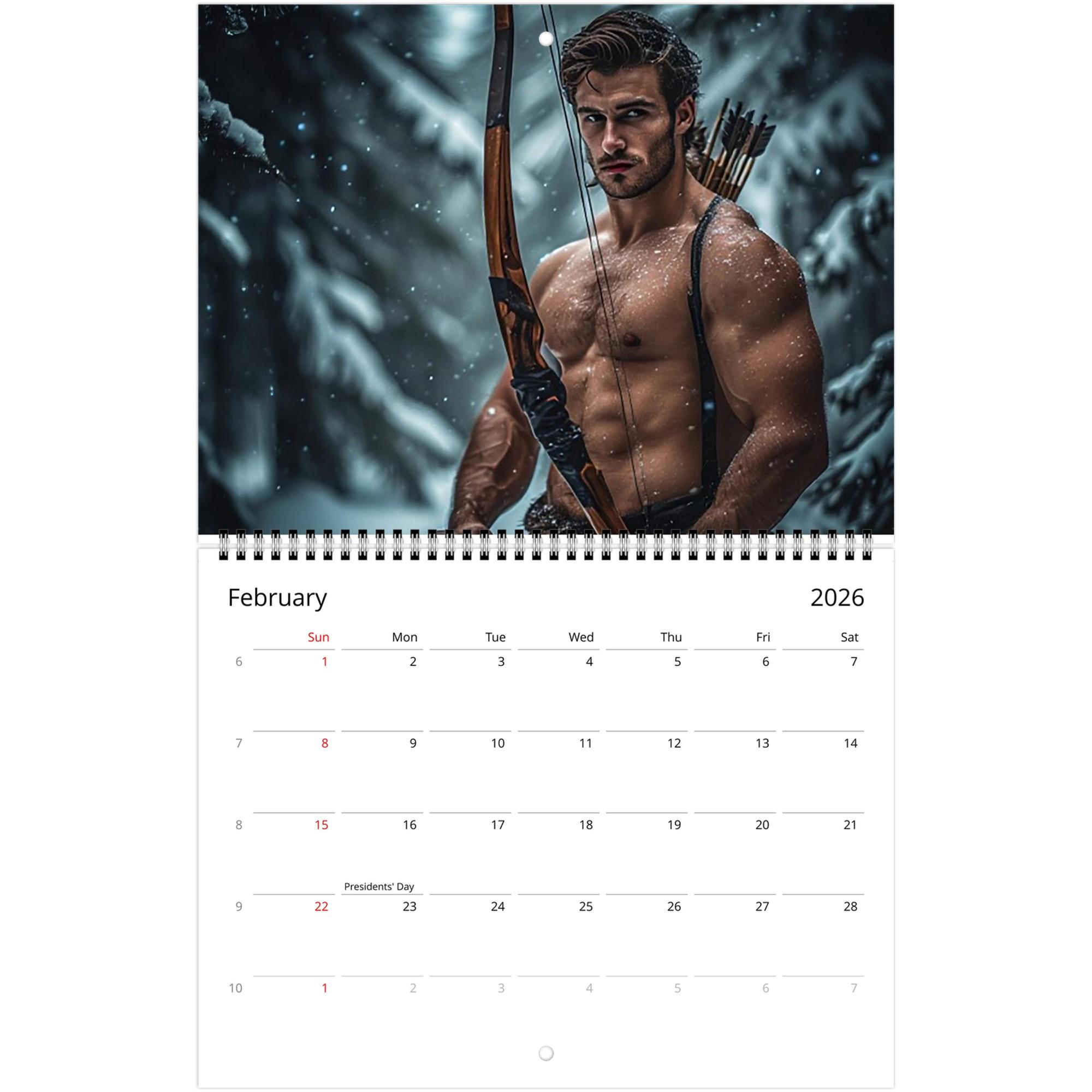2026 Hunky Barechested Men Calendar 12 Months of Eye Candy