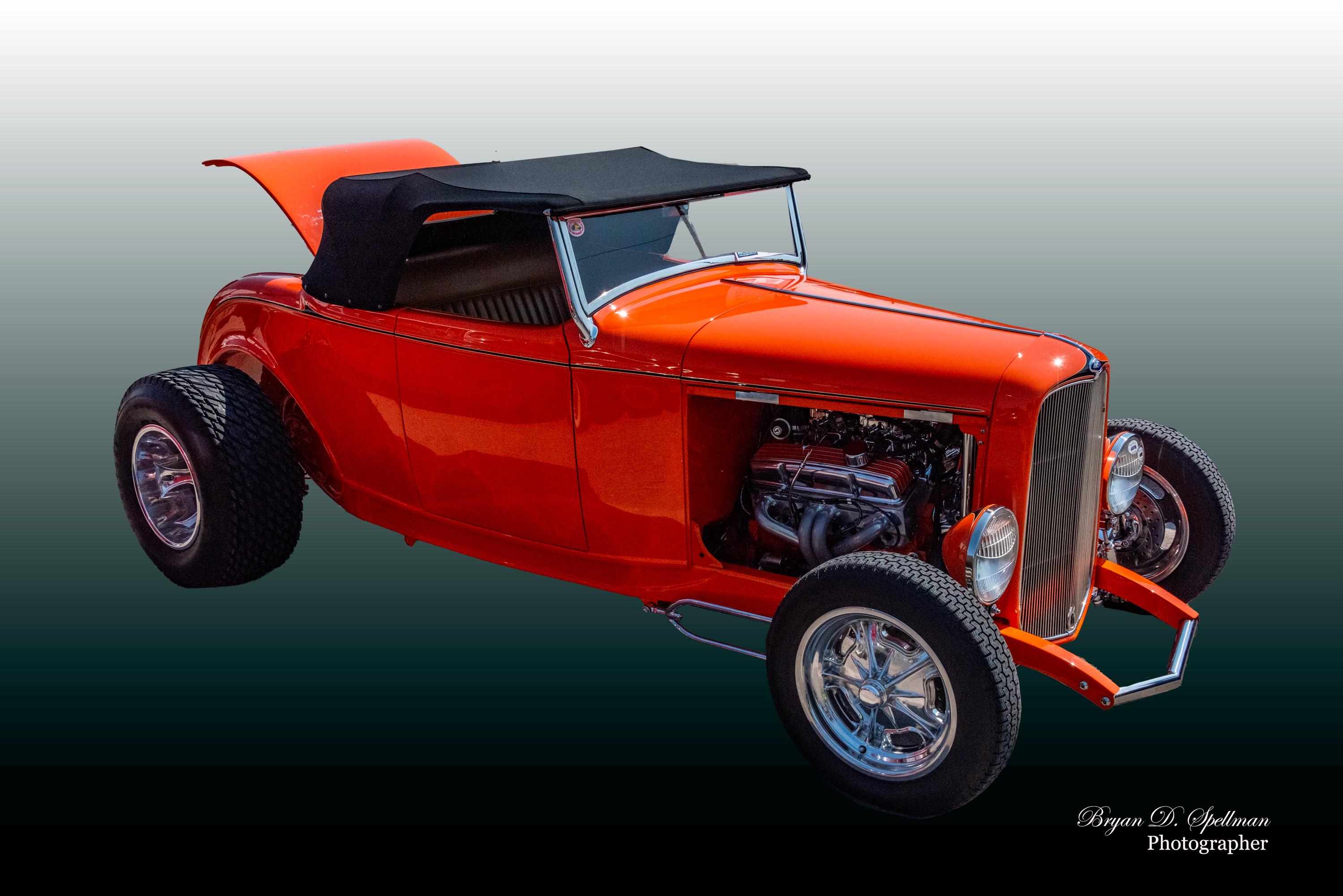 Orange 1932 Ford Roadster Hot Rod Photo, Iconic Vintage Car Art